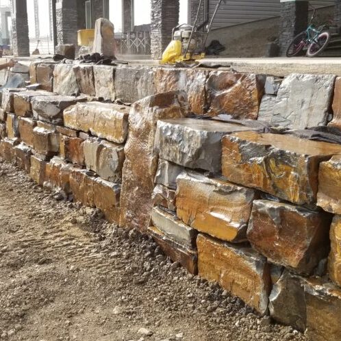 natural stone boulder stack wall